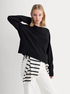 NWT! EVERLANE Women’s The Boxy Crew in 100% Cashmere, Black, Size Medium M